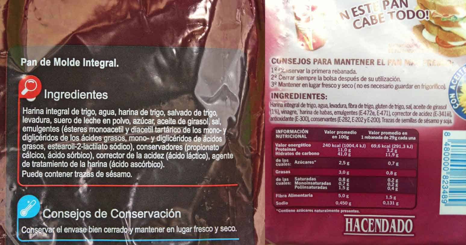 Panes de molde "integrales"